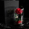 Rote Dome Rose im Glas mit Personalisierung