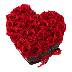 INFINITY Flowerbox Herzbox Extra Large Vibrant Red Rosen mit schwarzer Box