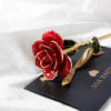 24K Gold Rose in der Farbe Rot und personalisierte Grußkarte