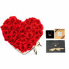 Coffret cadeau Flowerbox avec cœur géant, chocolat, chaîne et carte de vœux