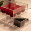 Durchsichtige Acrylschmuckbox mit roten Infinity Rosen
