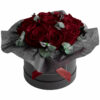 12-BB-BGeu Medium haltbarer Blumenstrauss mit dunkel roten Rosen und Eucalyptus