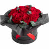 12-BB-VReu Medium long-lasting bouquet with red roses and eucalyptus